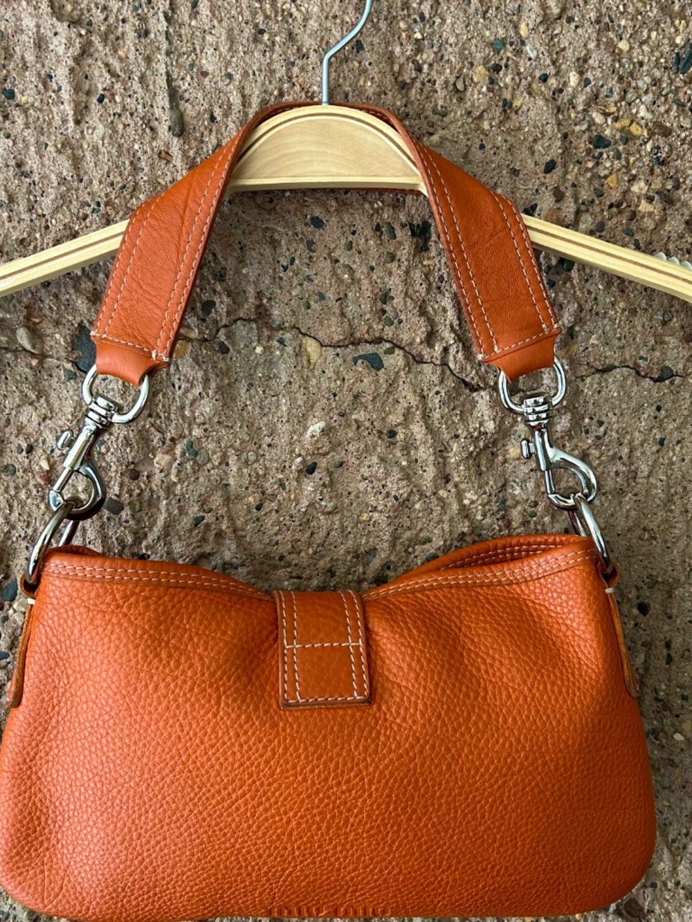 Miu Miu Vintage Pebbled Leather Shoulder Bag | Cognac Orange | Made in Italy - Picture 6 of 14